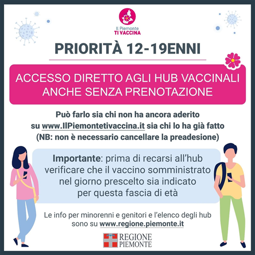 IL PIEMONTE TI VACCINA - Preadesioni sul portale www.ilpiemontetivaccina.it